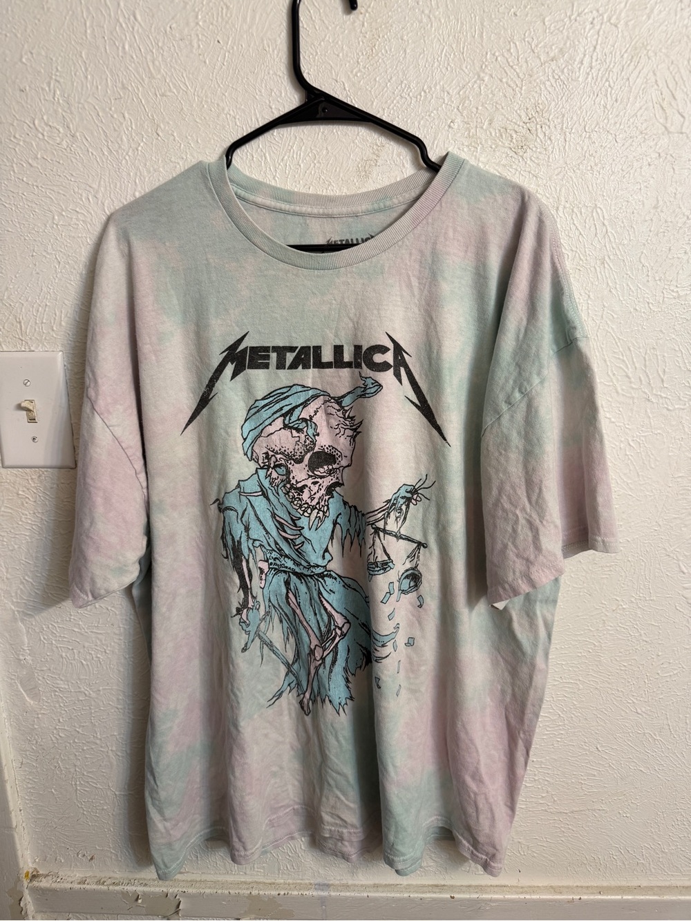 Metallica Tie-Dye Graphic Tee - Pastel Blue/Pink